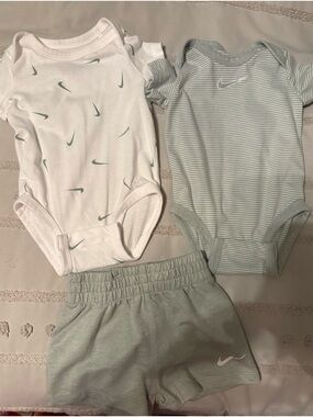 Nike Baby 3-Piece Set-  2 Onesie & Shorts